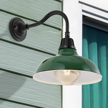 Aurora 12.25" Farmhouse Industrial Indoor/Outdoor Iron LED Gooseneck Arm Outdoor Sconce
